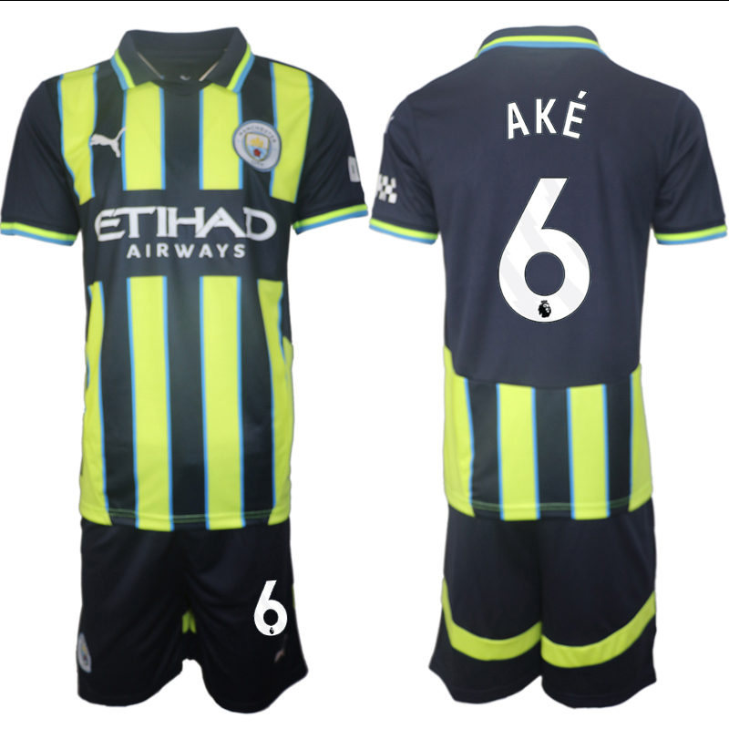 Men 2024-2025 Club Manchester City away black green #6 Soccer Jersey->manchester city jersey->Soccer Club Jersey